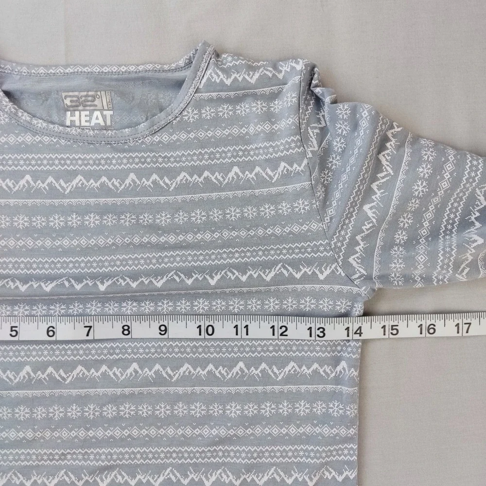 32 Degrees Heat Thermal Set Girls Large Blue Fair Isle Mountain Base Layer PJ